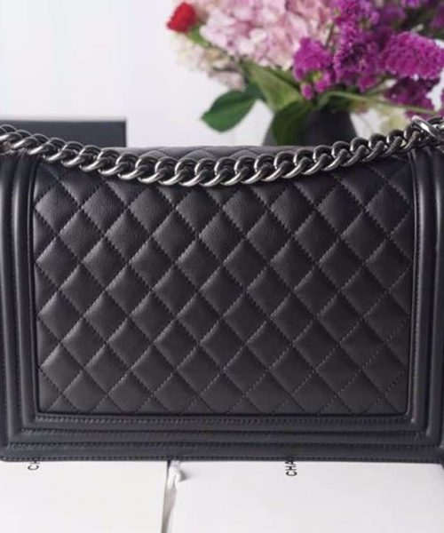 [REP 1:1] Chanel LeBoy Bag 28cm Lambskin Leather Antique Silver Hardware Spring/Summer Collection, Black