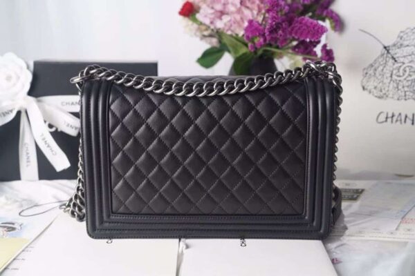[REP 1:1] Chanel LeBoy Bag 28cm Lambskin Leather Antique Silver Hardware Spring/Summer Collection, Black