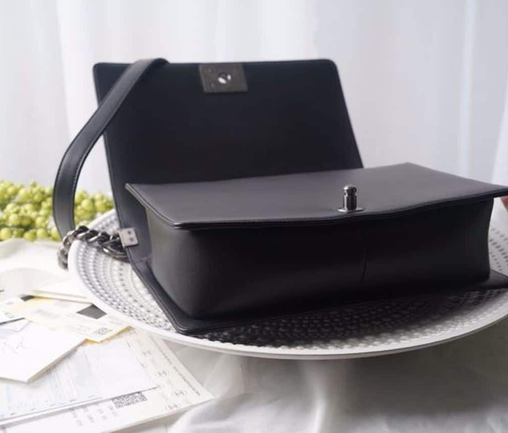 [REP 1:1] Chanel LeBoy Bag 28cm Lambskin Leather Antique Silver Hardware Spring/Summer Collection, Black