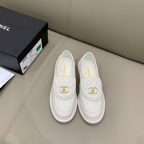 Chanel Loafers White For Women, Women's Shoes G36646