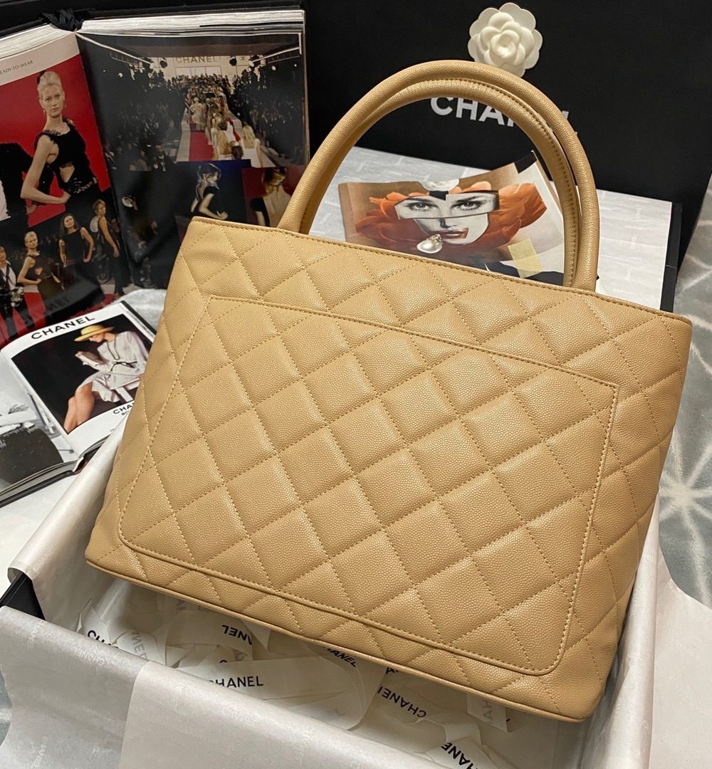 [REP 1:1] Chanel Medallion Tote Gold Hardware Caviar Yellow For Women, Women's Handbags, Shoulder Bags 11.8in/30cm