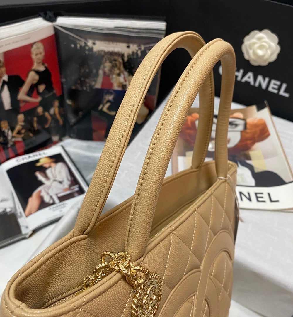 [REP 1:1] Chanel Medallion Tote Gold Hardware Caviar Yellow For Women, Women's Handbags, Shoulder Bags 11.8in/30cm