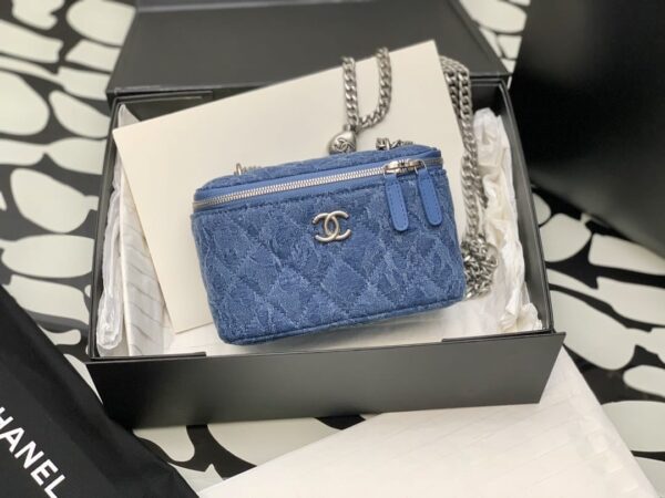 [REP 1:1] Chanel Medium Vanity Bag Blue For Women 17cm / 6.7in