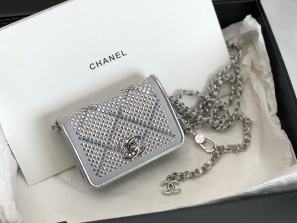 [REP 1:1] Chanel Metallic Mini Flap Bag Silver For Women 16.7cm / 6.6in