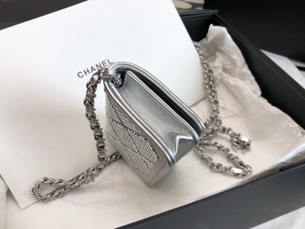 [REP 1:1] Chanel Metallic Mini Flap Bag Silver For Women 16.7cm / 6.6in
