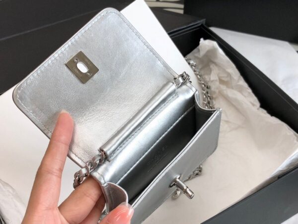 [REP 1:1] Chanel Metallic Mini Flap Bag Silver For Women 16.7cm / 6.6in