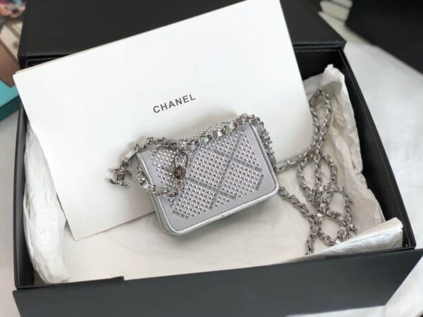 [REP 1:1] Chanel Metallic Mini Flap Bag Silver For Women 16.7cm / 6.6in