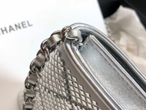 [REP 1:1] Chanel Metallic Mini Flap Bag Silver For Women 16.7cm / 6.6in