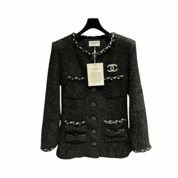 Chanel Mid Length Jacket Black For Women