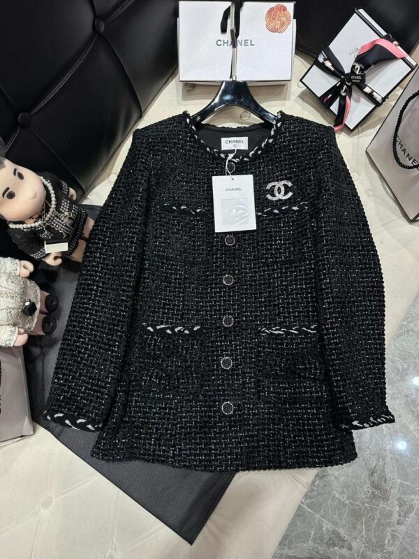 Chanel Mid Length Jacket Black For Women