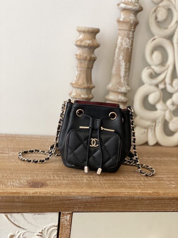 [REP 1:1] Chanel Mini Bucket Bag With Strap Black For Women, Women's Bags 4.9in/12.5cm