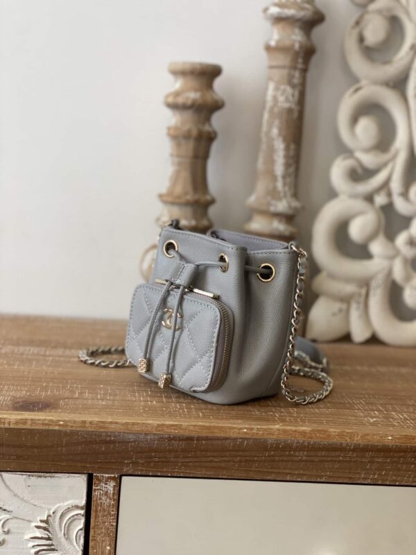 [REP 1:1] Chanel Mini Bucket Bag With Strap Gray For Women, Women's Bags 4.9in/12.5cm