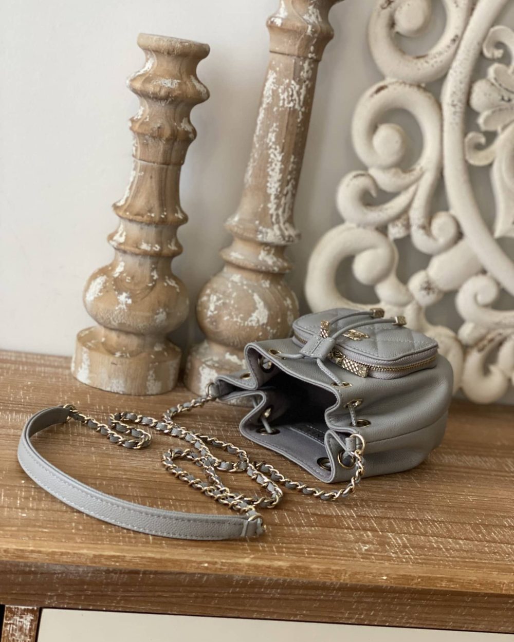 [REP 1:1] Chanel Mini Bucket Bag With Strap Gray For Women, Women's Bags 4.9in/12.5cm