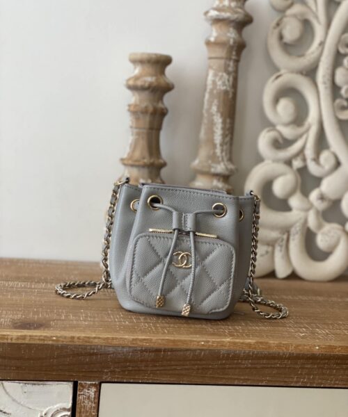 [REP 1:1] Chanel Mini Bucket Bag With Strap Gray For Women, Women's Bags 4.9in/12.5cm