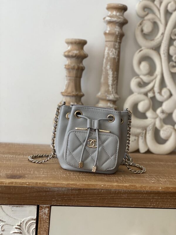 [REP 1:1] Chanel Mini Bucket Bag With Strap Gray For Women, Women's Bags 4.9in/12.5cm