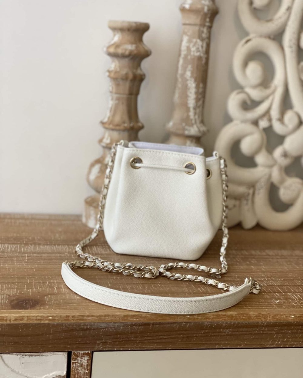 [REP 1:1] Chanel Mini Bucket Bag With Strap White For Women, Women's Bags 4.9in/12.5cm AP2913 B05052 10601