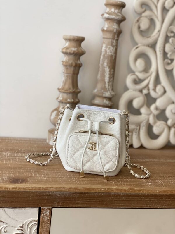 [REP 1:1] Chanel Mini Bucket Bag With Strap White For Women, Women's Bags 4.9in/12.5cm AP2913 B05052 10601