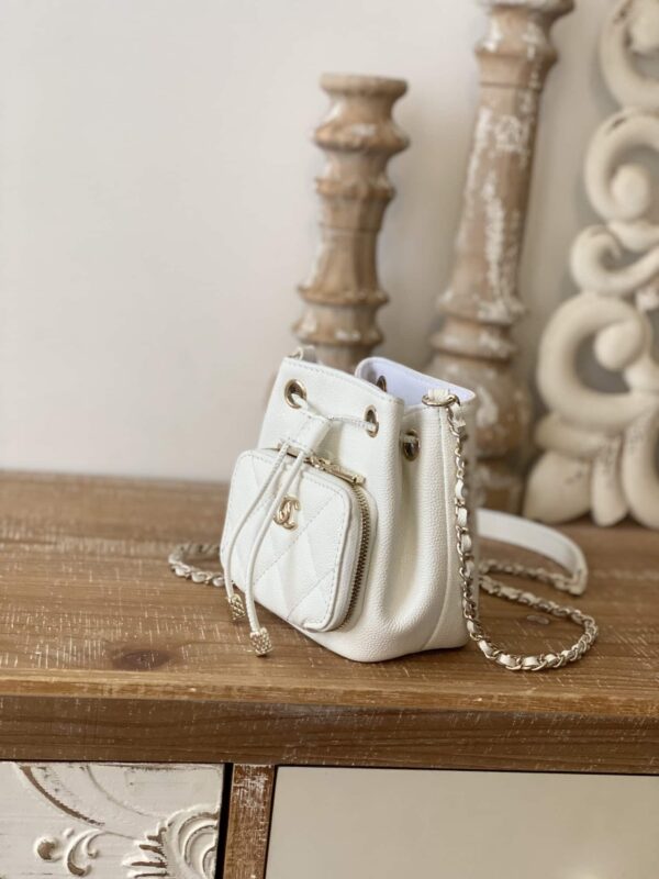 [REP 1:1] Chanel Mini Bucket Bag With Strap White For Women, Women's Bags 4.9in/12.5cm AP2913 B05052 10601