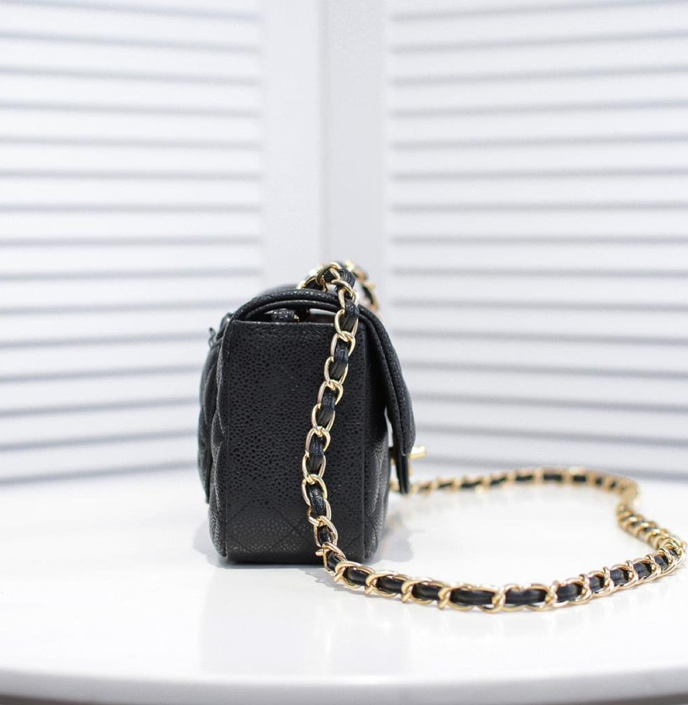 [REP 1:1] Chanel Mini Flap Bag Black For Women 7.8in/20cm A69900