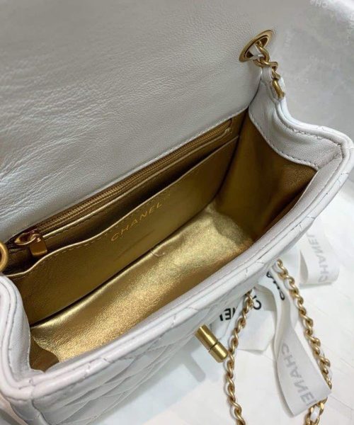 [REP 1:1] Chanel Mini Flap Bag With CC Ball On Strap White For Women, Women's Handbags, Shoulder And Crossbody Bags 6.7in/17cm AS1786