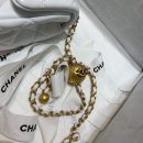 [REP 1:1] Chanel Mini Flap Bag With CC Ball On Strap White For Women, Women's Handbags, Shoulder And Crossbody Bags 6.7in/17cm AS1786