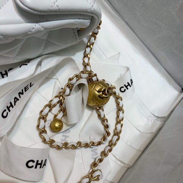 [REP 1:1] Chanel Mini Flap Bag With CC Ball On Strap White For Women, Women's Handbags, Shoulder And Crossbody Bags 6.7in/17cm AS1786