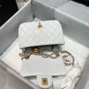 [REP 1:1] Chanel Mini Flap Bag With CC Ball On Strap White For Women, Women's Handbags, Shoulder And Crossbody Bags 6.7in/17cm AS1786