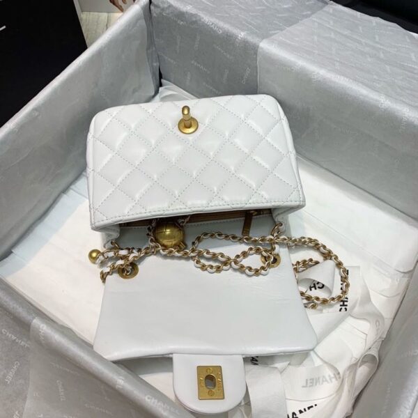 [REP 1:1] Chanel Mini Flap Bag With CC Ball On Strap White For Women, Women's Handbags, Shoulder And Crossbody Bags 6.7in/17cm AS1786