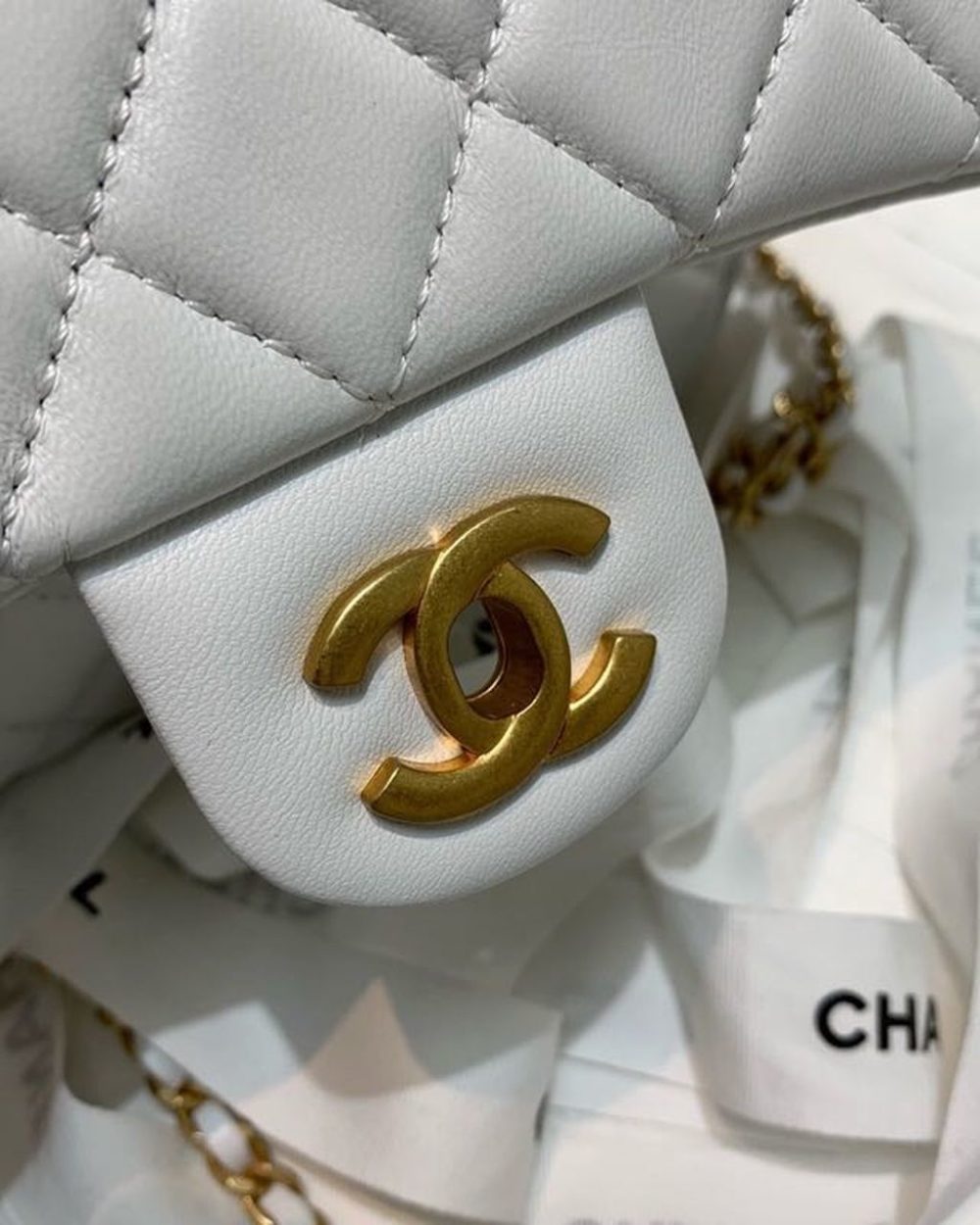 [REP 1:1] Chanel Mini Flap Bag With CC Ball On Strap White For Women, Women's Handbags, Shoulder And Crossbody Bags 6.7in/17cm AS1786