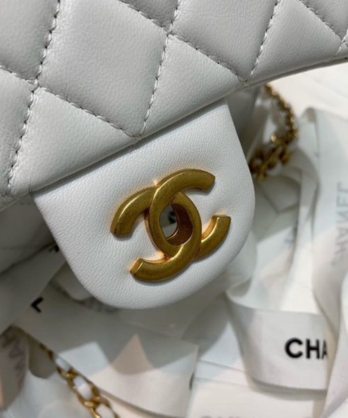 [REP 1:1] Chanel Mini Flap Bag With CC Ball On Strap White For Women, Women's Handbags, Shoulder And Crossbody Bags 6.7in/17cm AS1786