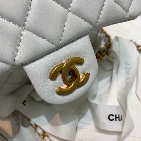 [REP 1:1] Chanel Mini Flap Bag With CC Ball On Strap White For Women, Women's Handbags, Shoulder And Crossbody Bags 6.7in/17cm AS1786