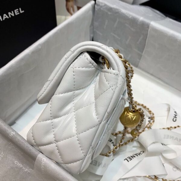 [REP 1:1] Chanel Mini Flap Bag With CC Ball On Strap White For Women, Women's Handbags, Shoulder And Crossbody Bags 6.7in/17cm AS1786