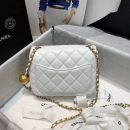 [REP 1:1] Chanel Mini Flap Bag With CC Ball On Strap White For Women, Women's Handbags, Shoulder And Crossbody Bags 6.7in/17cm AS1786