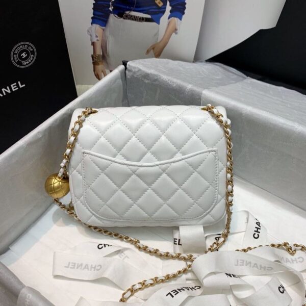 [REP 1:1] Chanel Mini Flap Bag With CC Ball On Strap White For Women, Women's Handbags, Shoulder And Crossbody Bags 6.7in/17cm AS1786