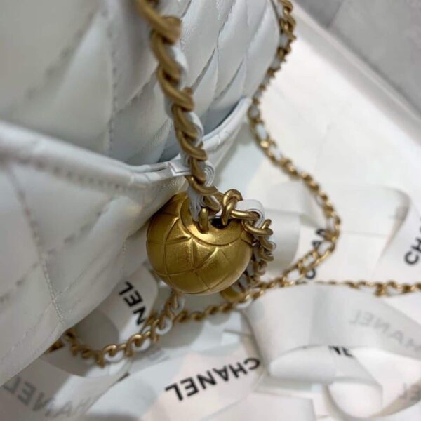 [REP 1:1] Chanel Mini Flap Bag With CC Ball On Strap White For Women, Women's Handbags, Shoulder And Crossbody Bags 6.7in/17cm AS1786