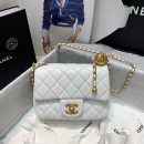 [REP 1:1] Chanel Mini Flap Bag With CC Ball On Strap White For Women, Women's Handbags, Shoulder And Crossbody Bags 6.7in/17cm AS1786