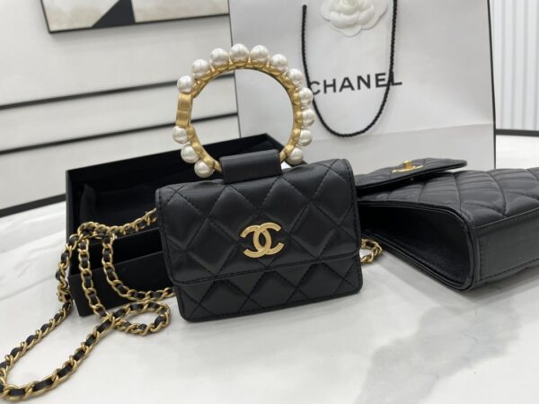[REP 1:1] Chanel Mini Handle Pearl Black For Women 12cm / 4.7in