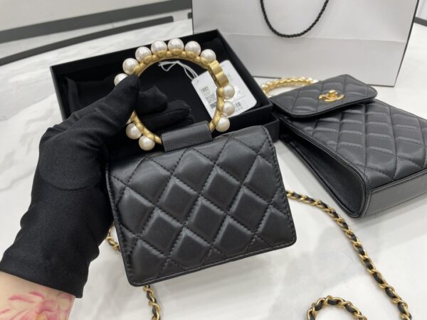 [REP 1:1] Chanel Mini Handle Pearl Black For Women 12cm / 4.7in