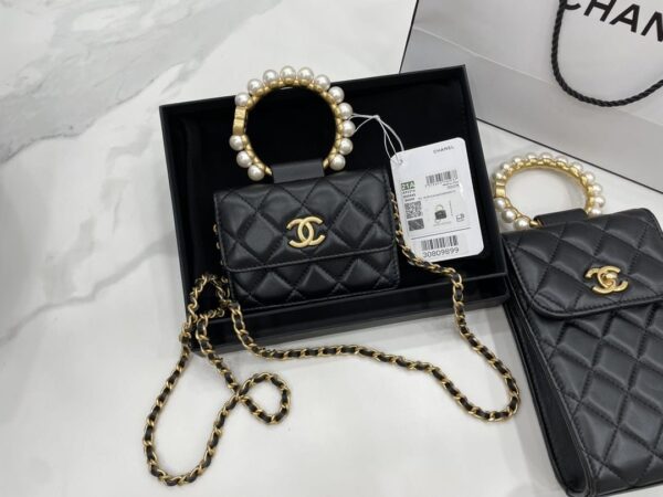 [REP 1:1] Chanel Mini Handle Pearl Black For Women 12cm / 4.7in