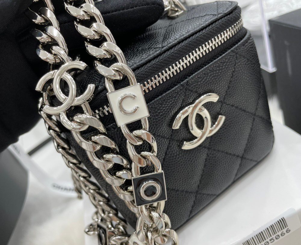 [REP 1:1] Chanel Mini Vanity Bag Black/White For Women 11cm / 4.3in