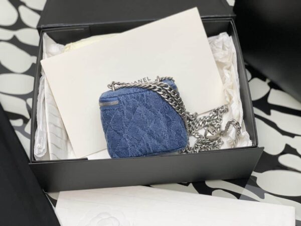 [REP 1:1] Chanel Mini Vanity Bag Blue For Women 11cm / 4.3in