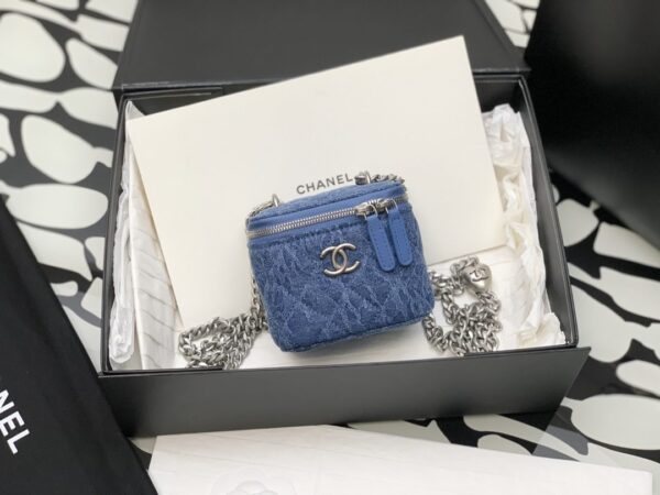 [REP 1:1] Chanel Mini Vanity Bag Blue For Women 11cm / 4.3in