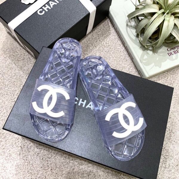 Chanel Mule Glossy Transparent CC Logo PVC Clear For Women, Women's Shoes