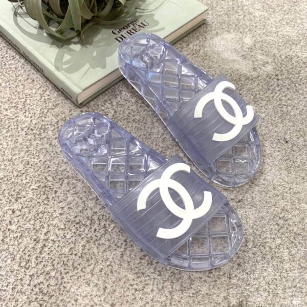 Chanel Mule Glossy Transparent CC Logo PVC Clear For Women, Women's Shoes