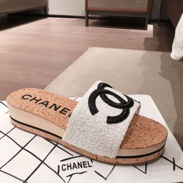 Chanel Mules White/Black For Women, Women's Shoes