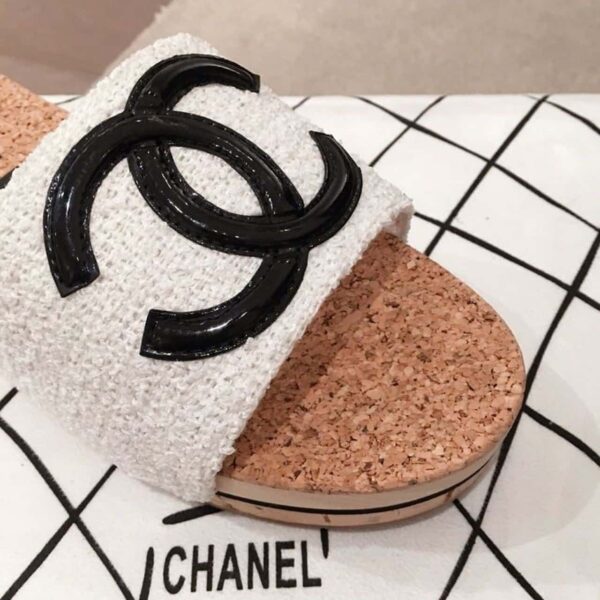 Chanel Mules White/Black For Women, Women's Shoes