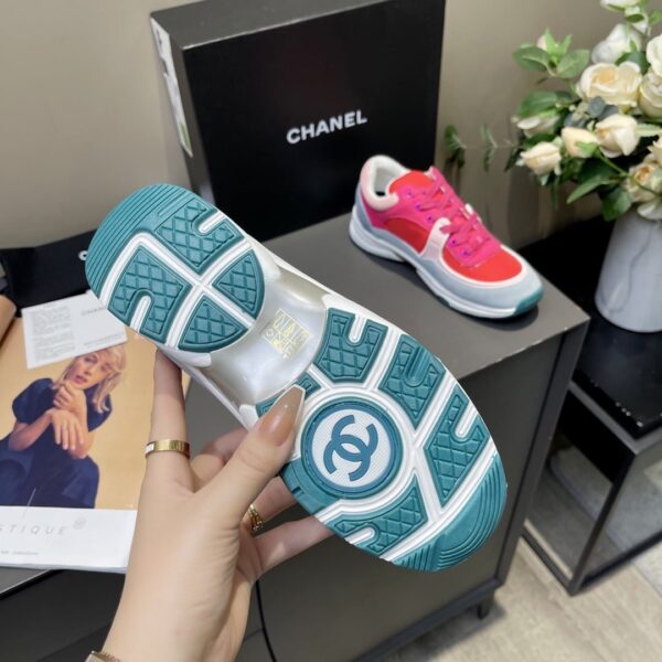 Chanel Nylon Trainer Sneakers Lambskin & Suede Leather Spring/Summer Collection Orange/Blue/Pink
