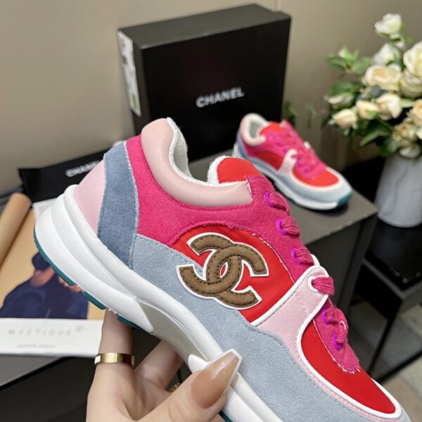 Chanel Nylon Trainer Sneakers Lambskin & Suede Leather Spring/Summer Collection Orange/Blue/Pink