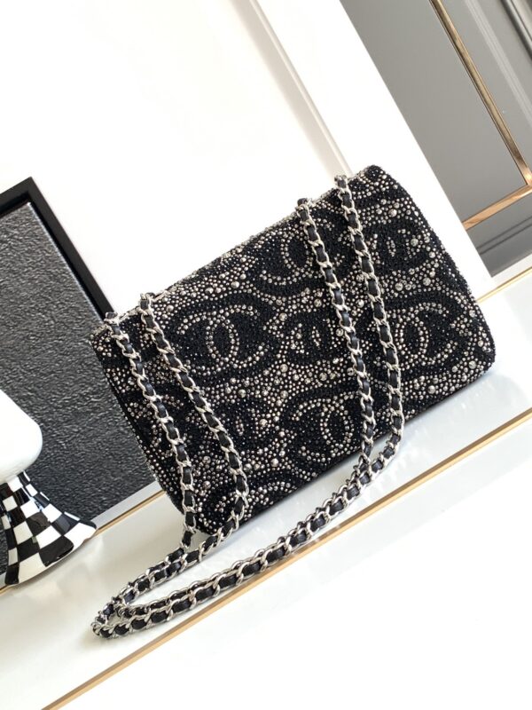 [REP 1:1] Chanel Paris Double Flap Handbag Black For Women 20cm / 7.9in