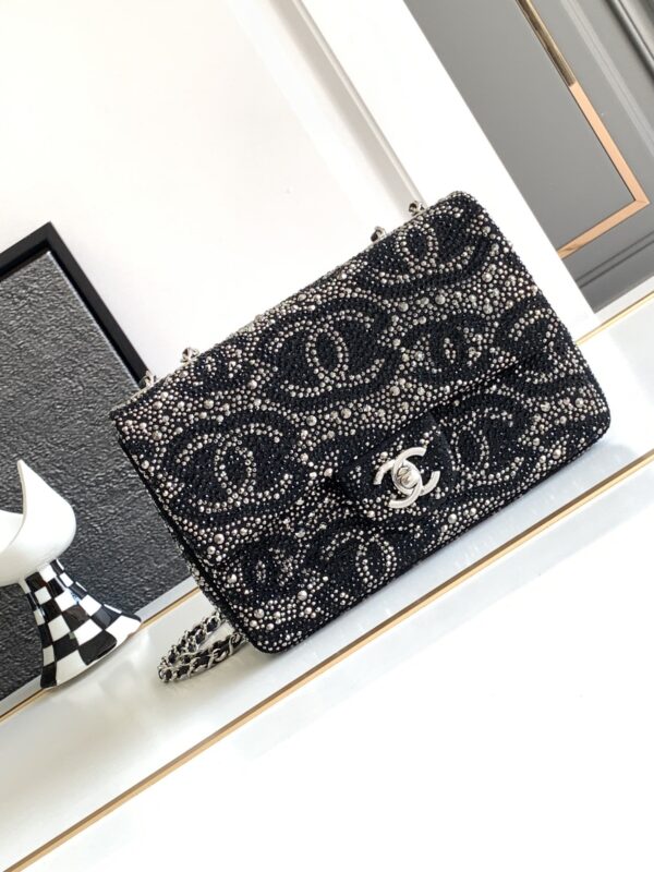 [REP 1:1] Chanel Paris Double Flap Handbag Black For Women 20cm / 7.9in